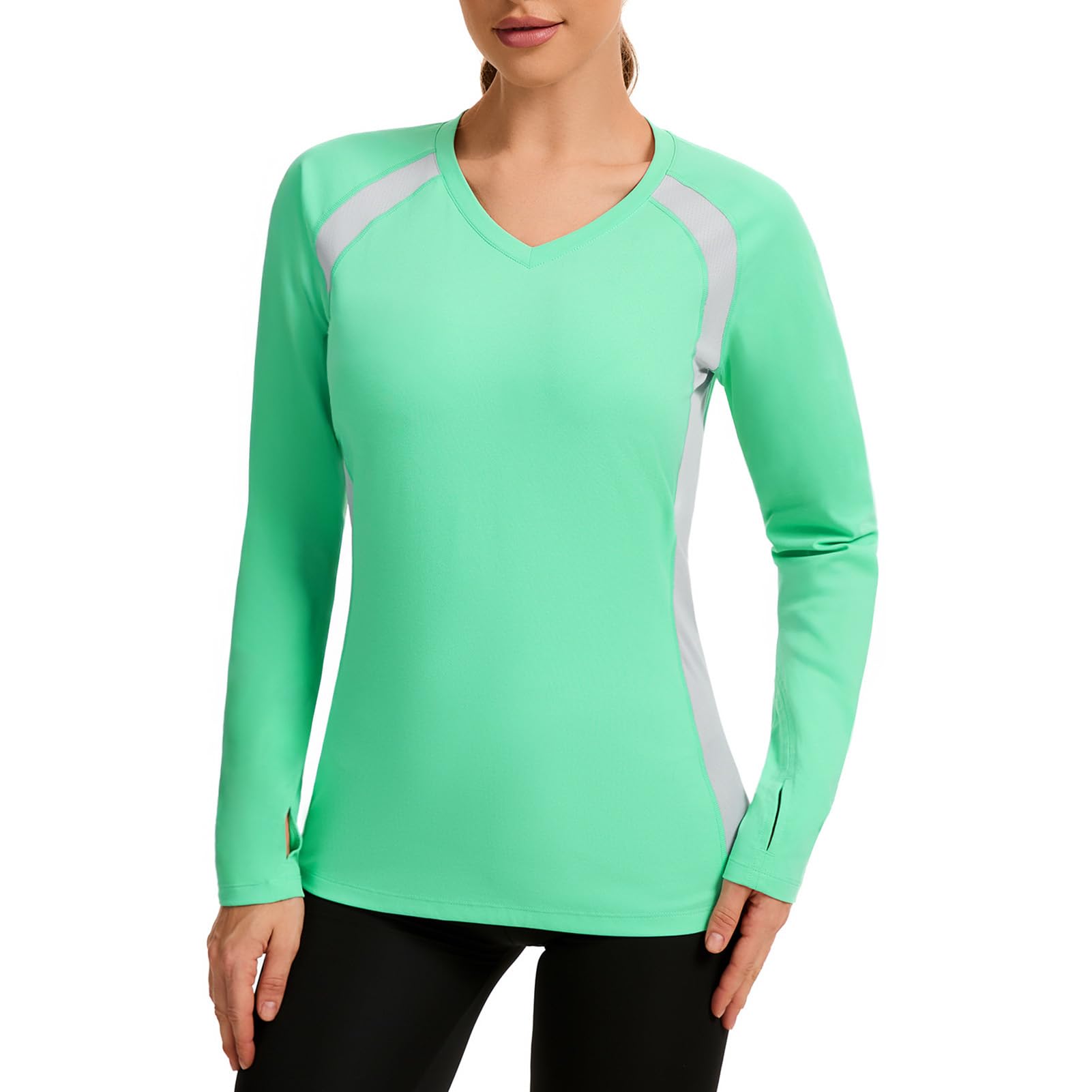 Bassdash Women‘s UPF 50+ Wrinkle-Free Fishing Shirt Long Sleeve V Neck Breathable Sun Protection T-Shirt for Hiking SR01W
