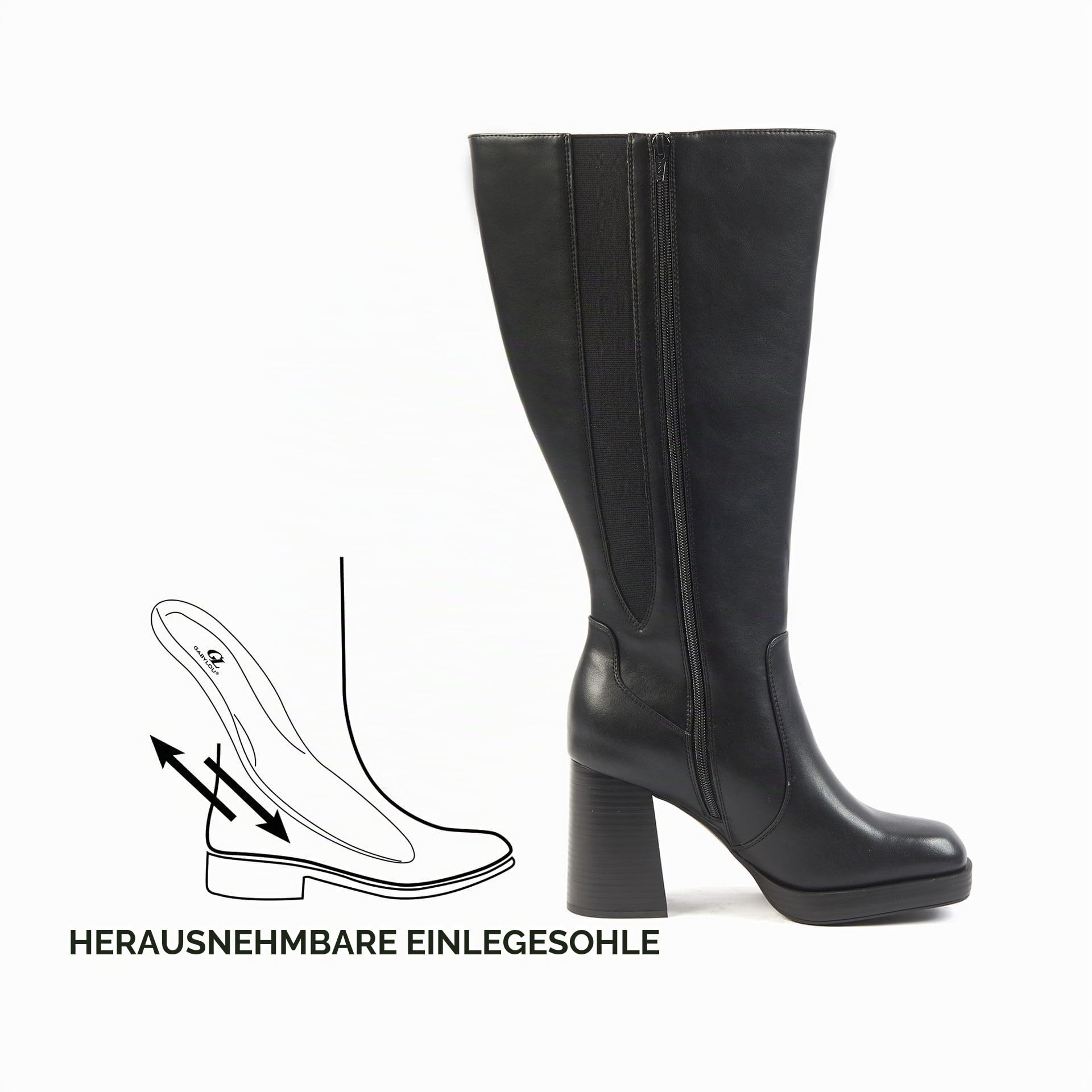 GABYLOU Stiefel mit breiten Waden 2XL - Modell Melissa, BlackBlack25, 41