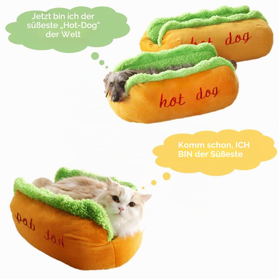 Hotdog Haustier-Hundebett, warmes Hundehütten-Katzennest, waschbare Haustiermatte, abnehmbares Katzensofa