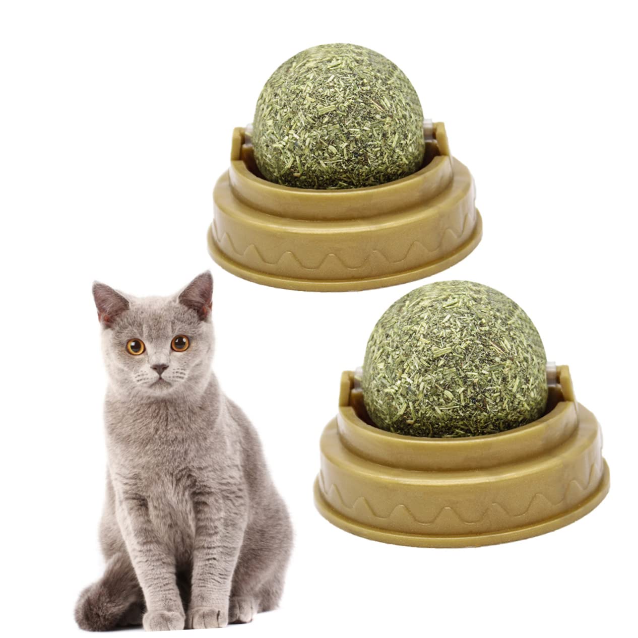 Sosoport 8pièces à Liker pour Catnip Naturel Jouets Muraux Rotatifs Leaf pour Nettoyage Dents Fournitures pour Petits Animaux Vert