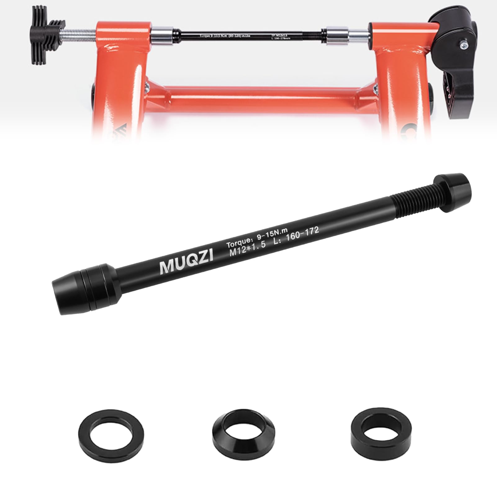 12 Mm Steekasadapterset Voor Fietstrainers – M12 X 1,0/1,5/1,75 – Voor Achterwiel (lengte 160-178 Mm)