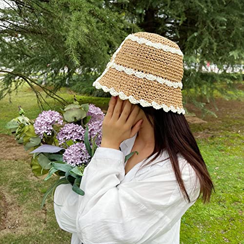 Chapeau Panama bob crochet visière en paille femme