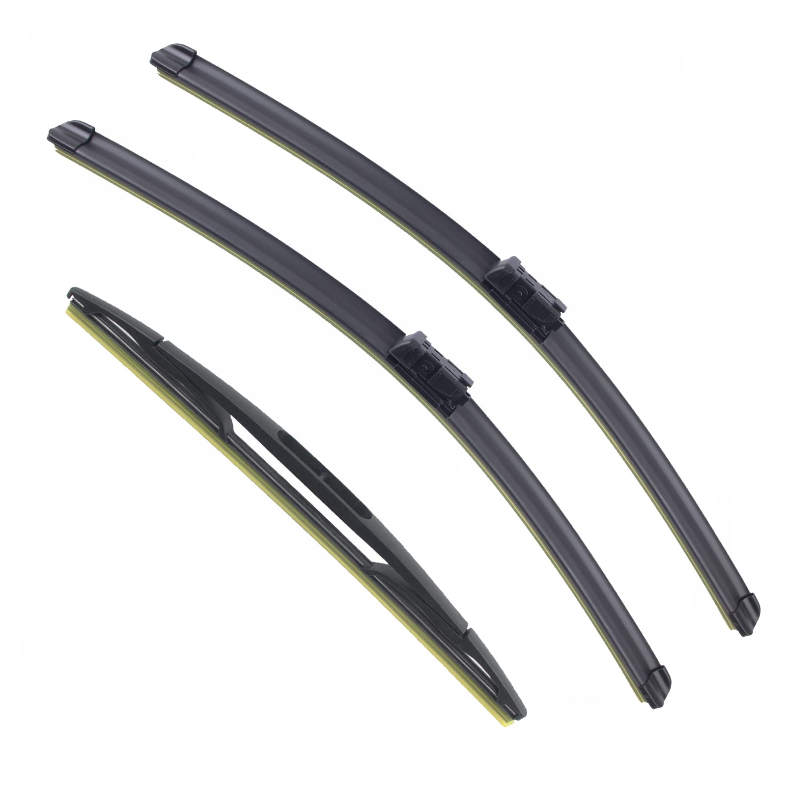 Front and Rear Windshield Wiper Blades (pack of 3pcs) for 2008 2009 2010 2011 2012 2013 2014 2015 2016 Ford Fiesta 26" + 15" Front Windscreen Wiper and 12" Rear Wiper blade