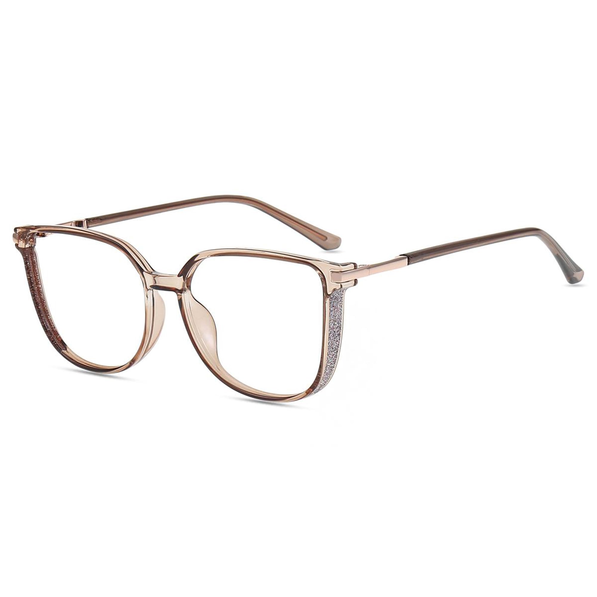 Firmoo Übergroße Blaulichtfilter Brille Entspiegelt Damen Herren Glitzer-Design Computer Brille ohne Sehstärke für Bildschirme, UV Blaufilter Schutzbrille Nerd