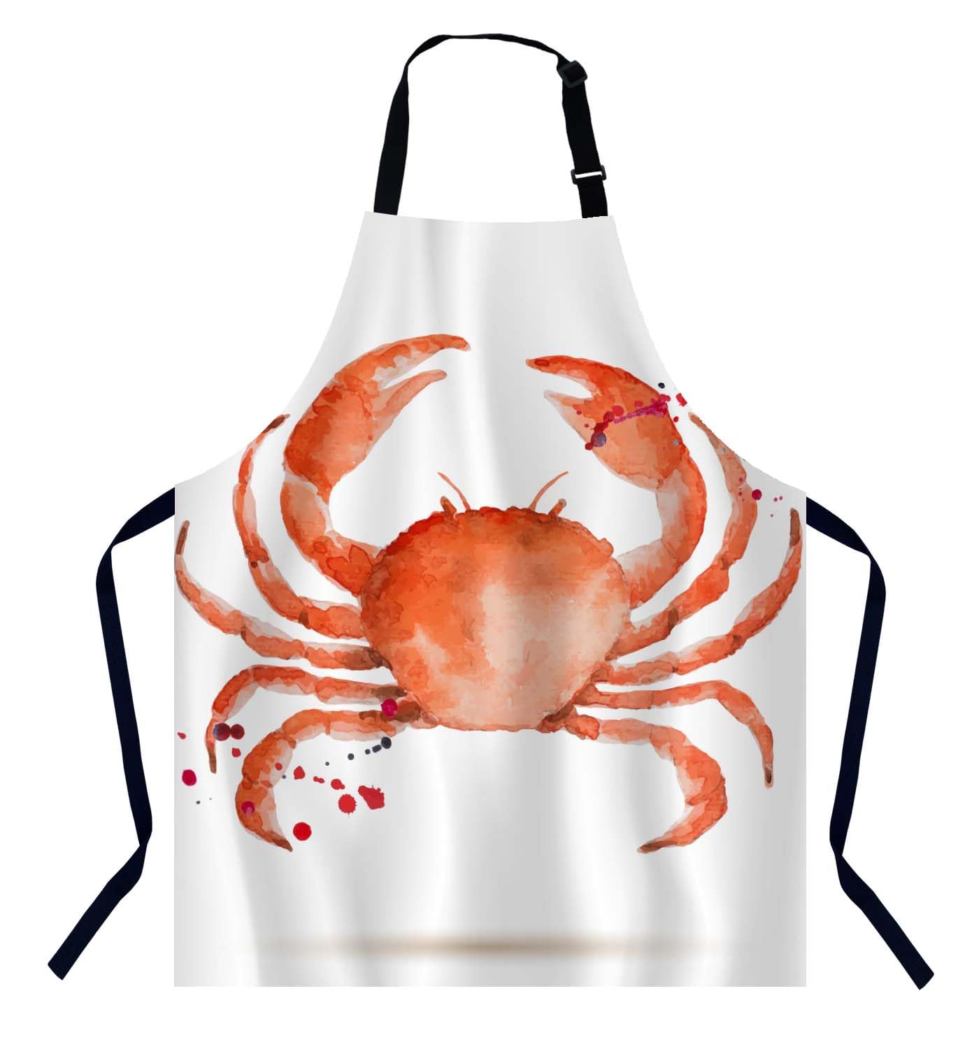 Bgbdeia Women's Watercolor Crab Kitchen Apron For Men, Unisex Adjustable Cooking Apron, Waterproof Apron For Home Kitchen, Restaurant, Coffee House