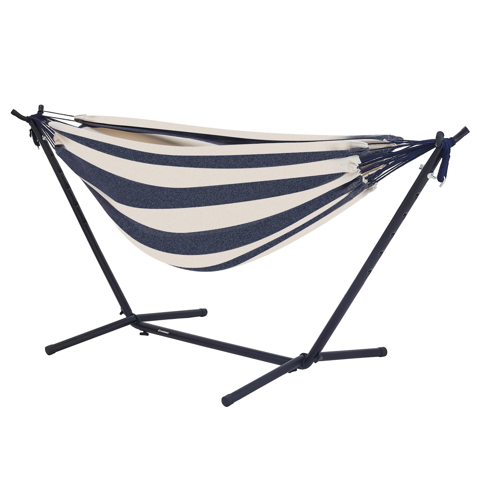 EchoSmile Double Hammock with Detachable Stand - 480 lbs Heavy Duty 2 Person Hammock Adjustable Hooks Indoor Outdoor Stand Durable Steel Frame - Blue