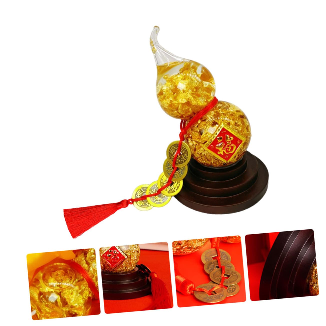 Zerodeko Kristall Kürbisdeko Gold, 1 Stück, Gourd Form, Kunstoff | Schreibtischdekoration für Zuhause und Hotel, 24k Goldfolie, Dekoratives Sammlerstück