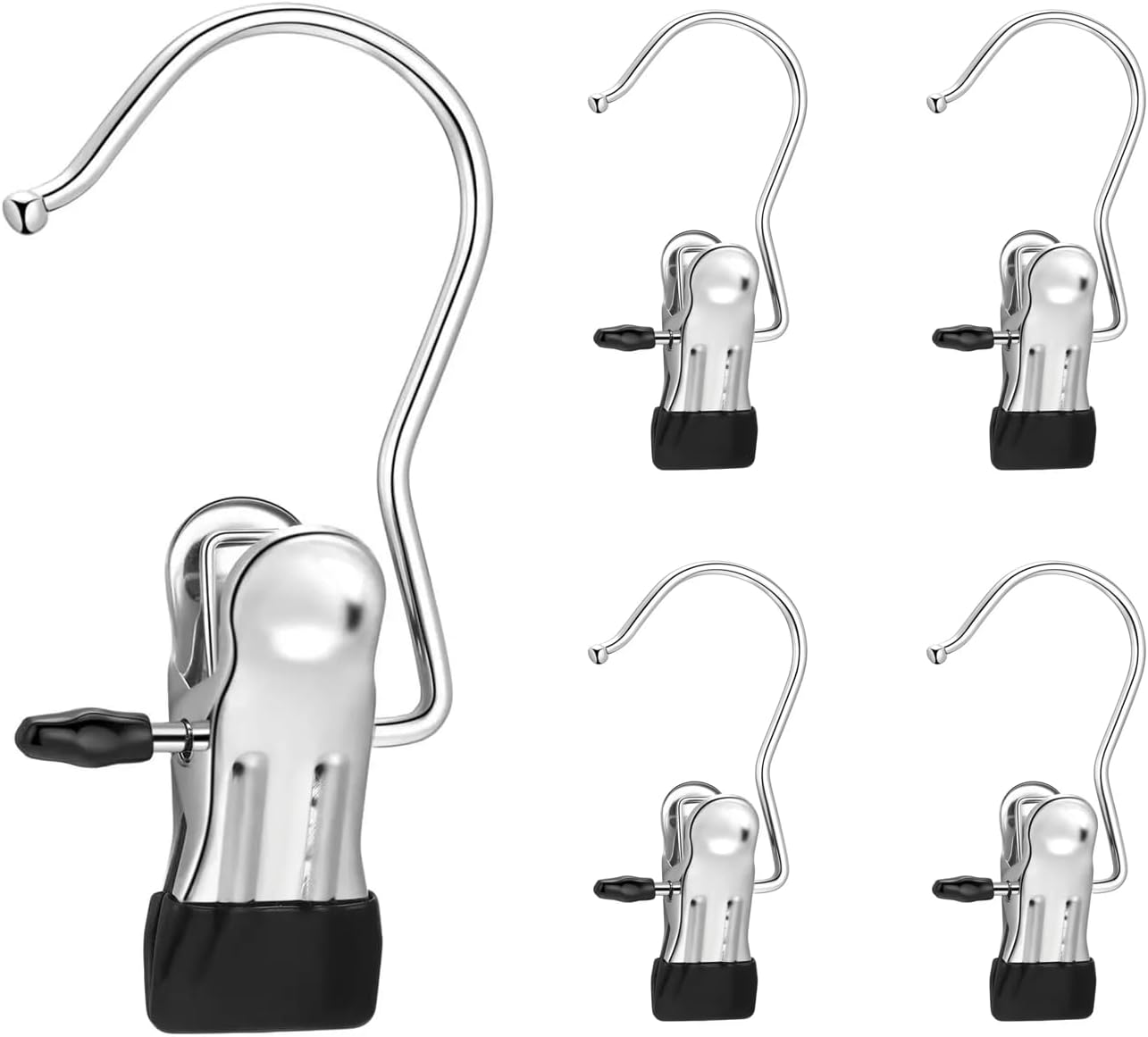 Hanging Clips with Hooks 5 Pack for Boots, Pants, Hats & Laundry Storage