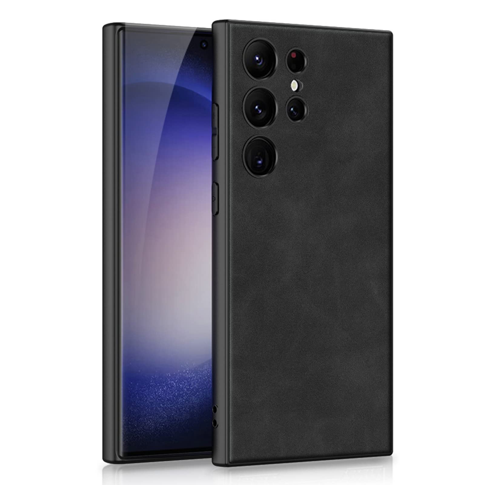 Handyhülle für Samsung Galaxy S23/S23 Plus/S23 Ultra,Anti-Kratzer Kameraschutz Hülle Anti-Fingerabdruck Leder Dünne Stoßfeste Schutzhülle für Kabelloses Laden,Schwarz,S23 Plus
