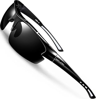 SIPLION Polarized Sunglasses Men Sports: UV400 Protection Anti-Slip Wrap-Around TR90 Frame for Driving Fishing Golf Running