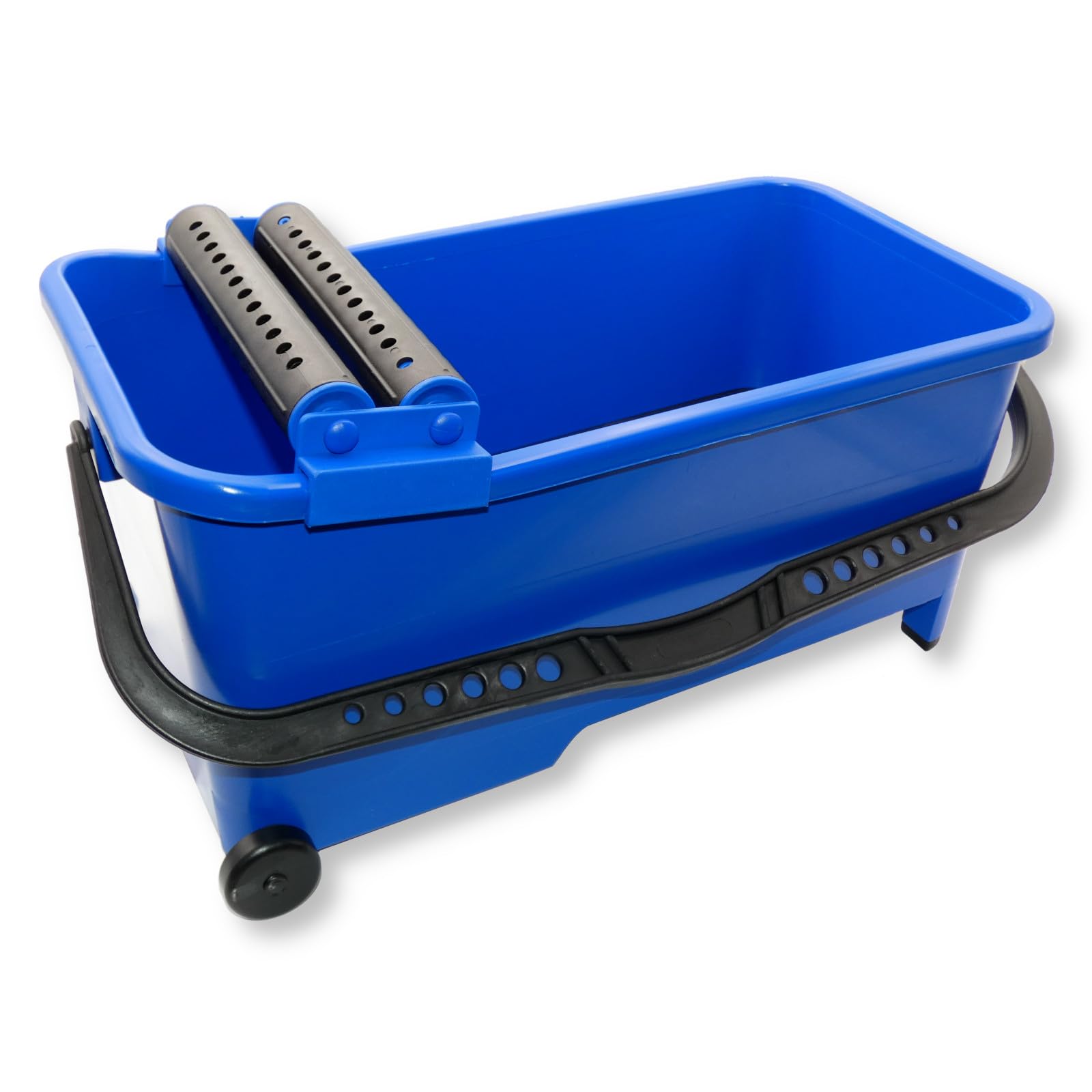 DEWEPRO® Profi Fliesenleger Wascheimer 20l inkl. 2 Räder, Bodensieb und Doppelrollenaufsatz