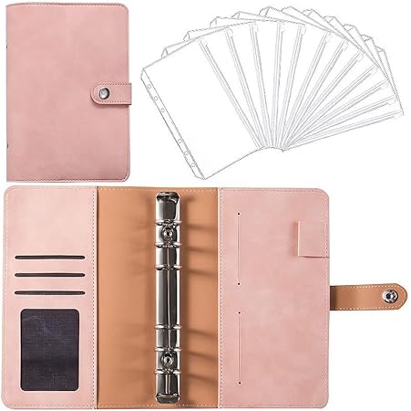 Amazon Refoiner システム手帳 A6 かわいい 手帳 A5 バインダー 6穴 リフィル付き ジッパーポケット メモ帳 カード収納 手帳カバー 伝票ホルダー Pu おしゃれ 超実用的 贈り物 退職 就職 昇進お祝い ビジネス オフィス用品 豆ペーストパウダー システム手帳 文房具