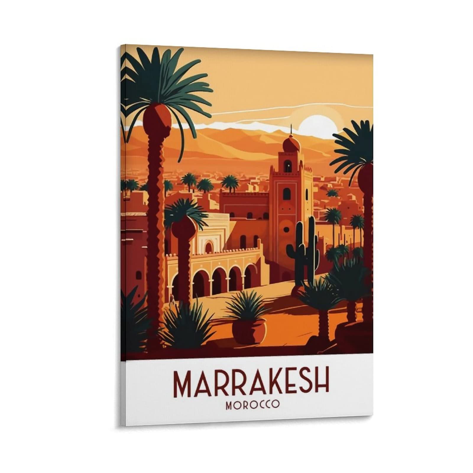 Marrakech Morocco Vintage Travel Posters Sunset Wall Art Picture Print Canvas Art Poster Modern Family Bedroom Decor Posters 16x24inch(40x60cm)