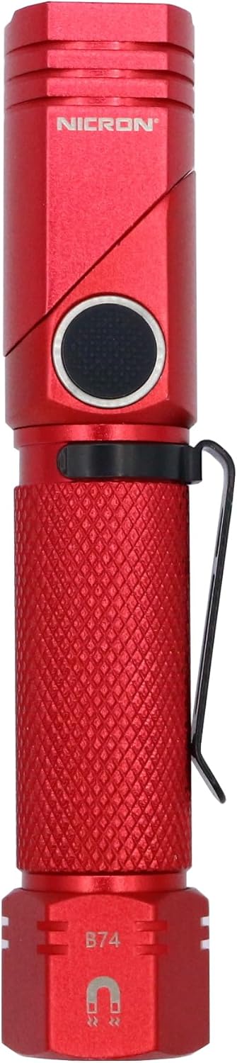 NICRON B74, Strong Magnet, Max Brightness, 700 Lumens, 3 Levels of Brightness, Aluminum Body, Heavy Duty, IP65 Compatible, SOS Flashing Function (Red)