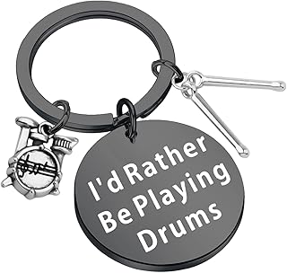 Drummer Gift Drummer Keychain I'd Rather Be Playing Drums Drum Kit Gifts Musician Keychain Drum Player Band Gifts