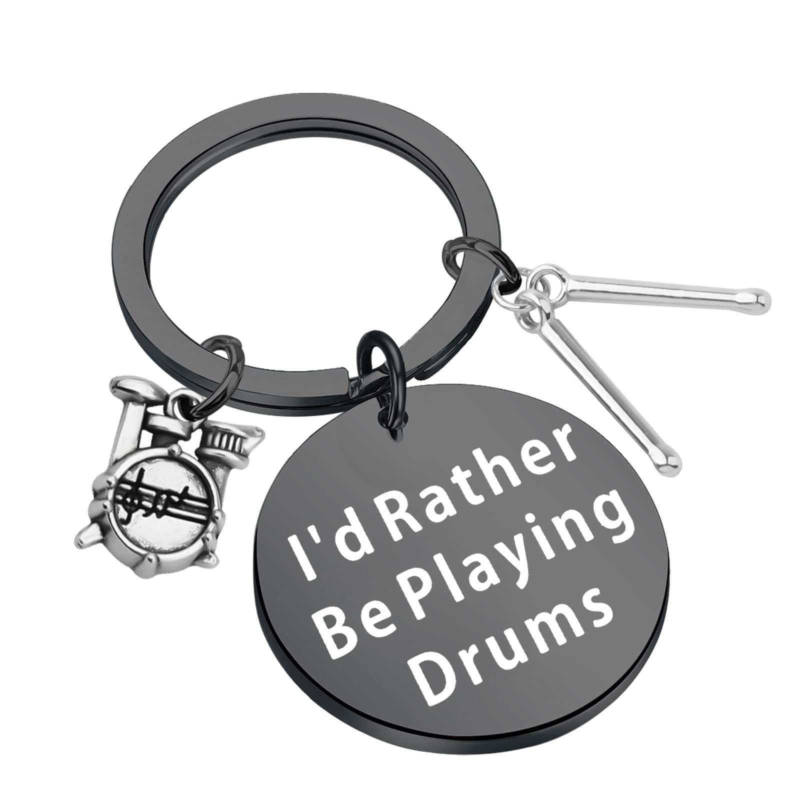 CENWA Drummer Gift Drummer Keychain I'd Rather Be Playing Drums Drum Kit Gifts Musician Keychain Drum Player Band Gifts