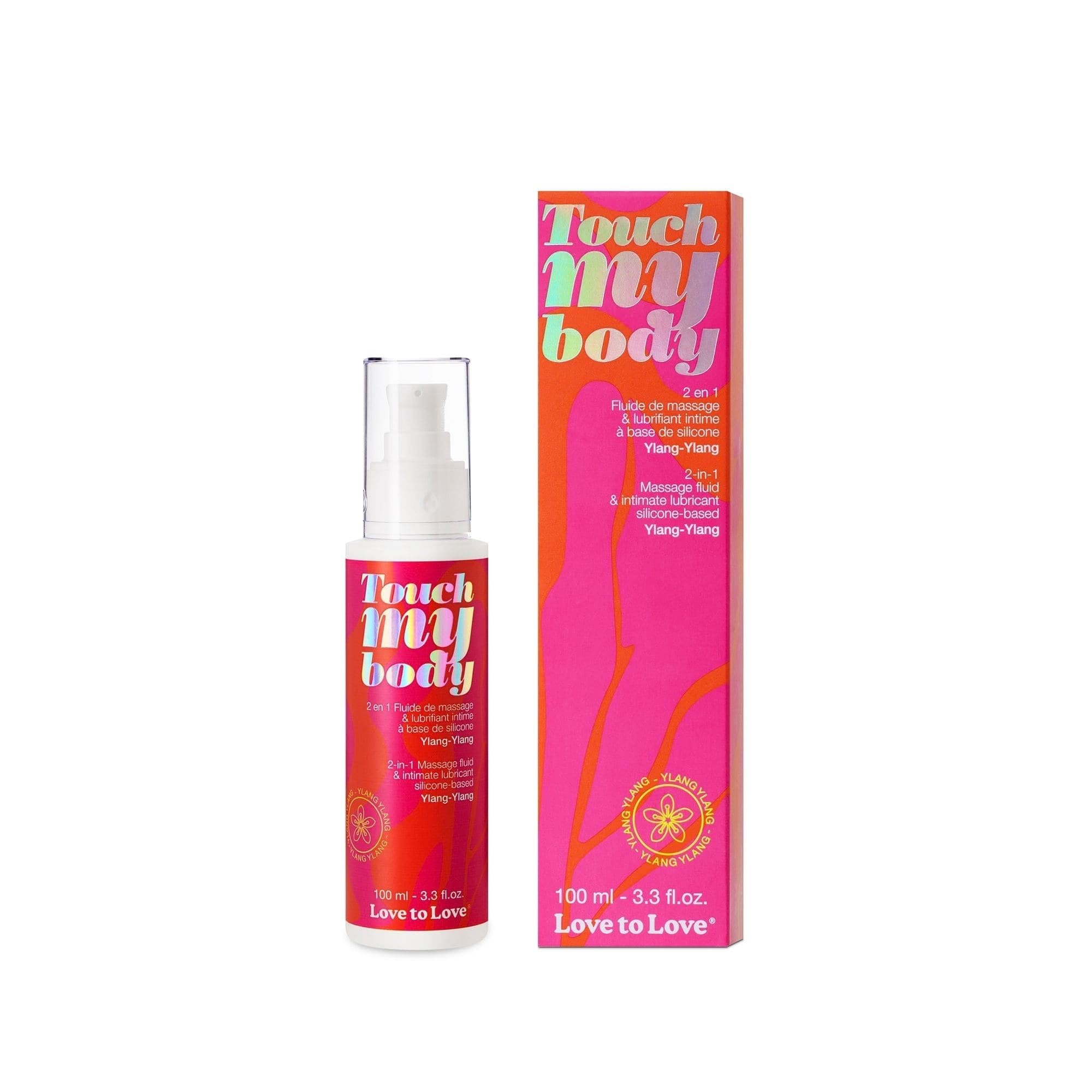 Love to Love Touch My Body 100 ml – Fluide de Massage & Lubrifiant Intime Silicone 2-en-1, Lubrifiant Ultra Glissant Longue Durée, Fluide Sensuel pour le Corps, Vegan, Fabriqué en France - Ylang Ylang