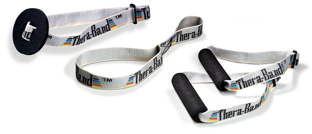 THERABAND Elastic Resistance Bands and Tubing Overdoor Accessories Kit, with Assist Strap, Soft Grip Handles, and Door Anchor for Overhead Shoulder Rehab, At