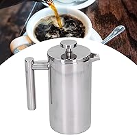 Vista 4 de GLOGLOW Cafetera de prensa francesa, prensas de café de acero inoxidable, cafetera, portátil, manual, tetera para oficina en casa (27.1 fl oz)