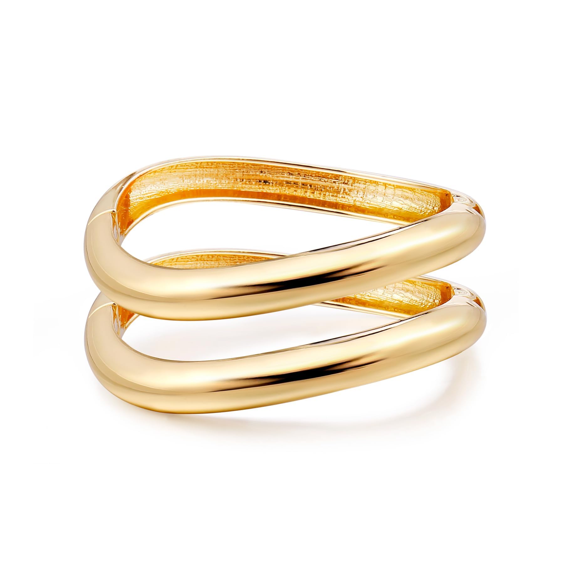 2pcs Pulseras de Acero Inoxidable para Mujer Oro, Brazaletes Dorados Gruesos Irregulares Con Bisagra Pulsera Brazo Ancho Manguito Minimalista, Regalos para Día de la Madre Cumpleaños