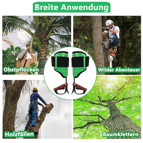 TIMILAND Steigeisen Baumklettern,Höhenverstellbare Baumklettern Ausrüstung,Verbessertes Eva-Material,Baumklettern Ausrüstung Set für Üben Von Baumklettern, Obstpflücken,Kletterer(Grün)