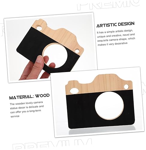Miniatura 3 de DECHOUS Decoración de estatua de cámara de madera para decoración de cámara encantadora para oficina hogar adorno de madera único regalo