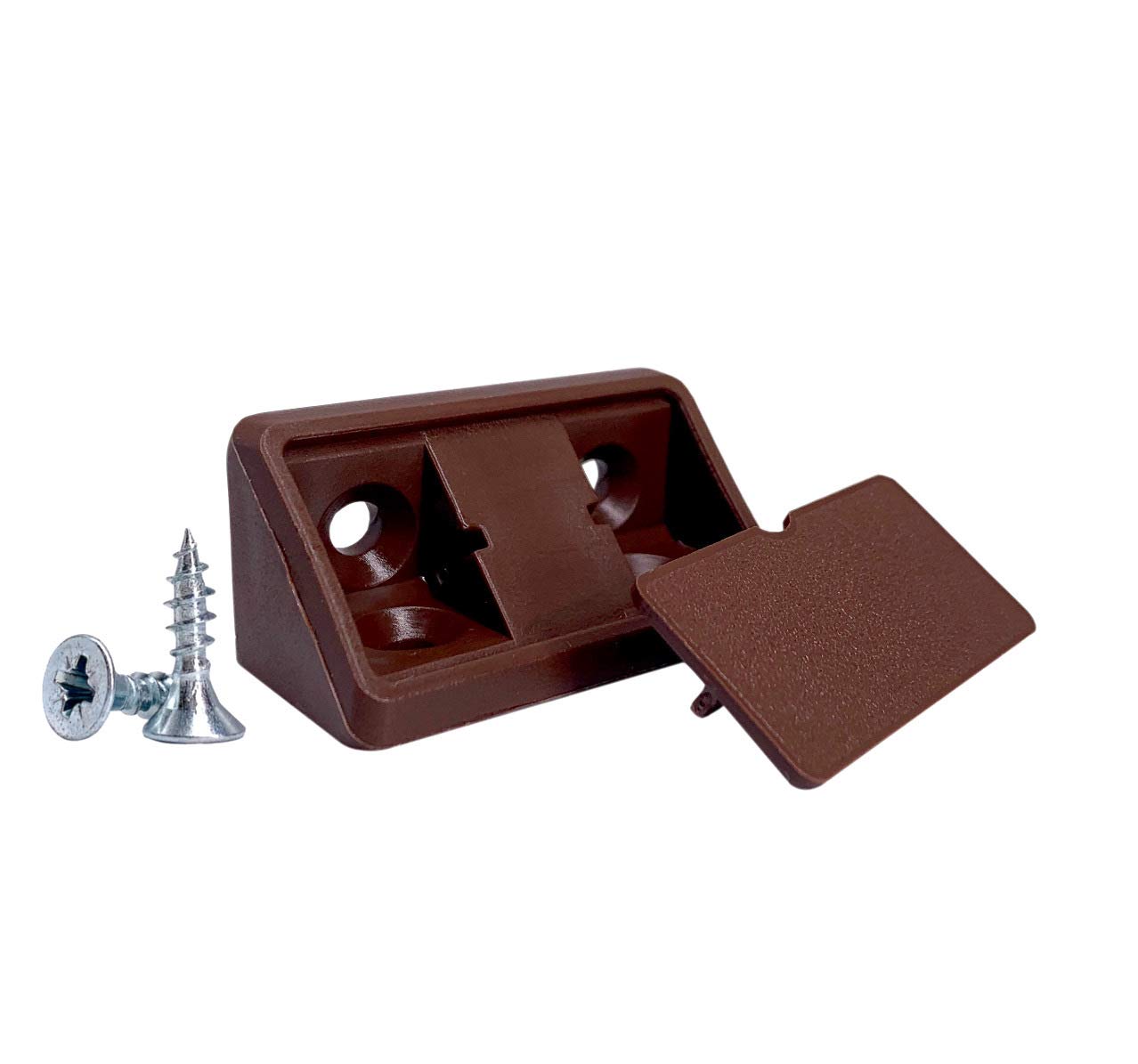 Diforma Brown (Pack Of 20 Pcs) Shelf Brackets 44 X 20 X 20 Mm, Furniture Corner Joints Plastic 90 Degree Corner Brace Joint, Right Angle, Screws Included (20, )