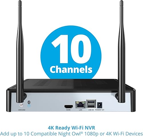 Miniatura 5 de Night Owl BTWN81L-2-3-B - Sistema de cámara de seguridad para el hogar de 10 canales Bluetooth con (3) Wi-Fi IP 4K HD para interiores y exteriores,
