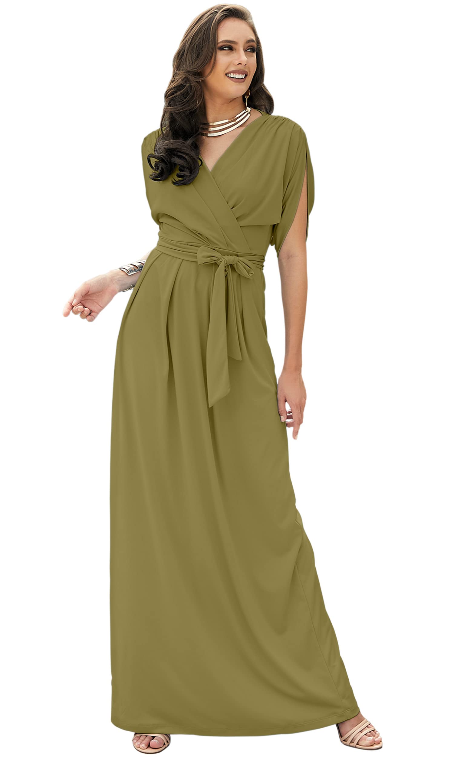 KOH KOH Womens Long Pleated Flowy Modest Evening Wedding Guest Maxi Dress