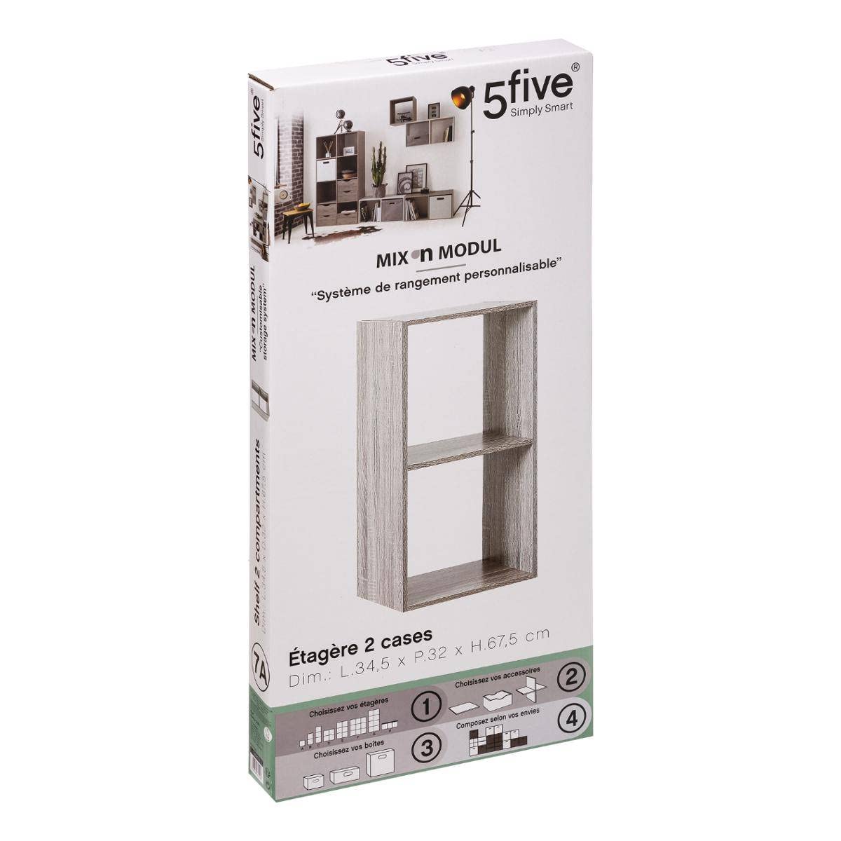 Five Simply Smart - Etagère cube 3 cases de rangement Mix n' modul - Longueur 34,50 cm x Hauteur