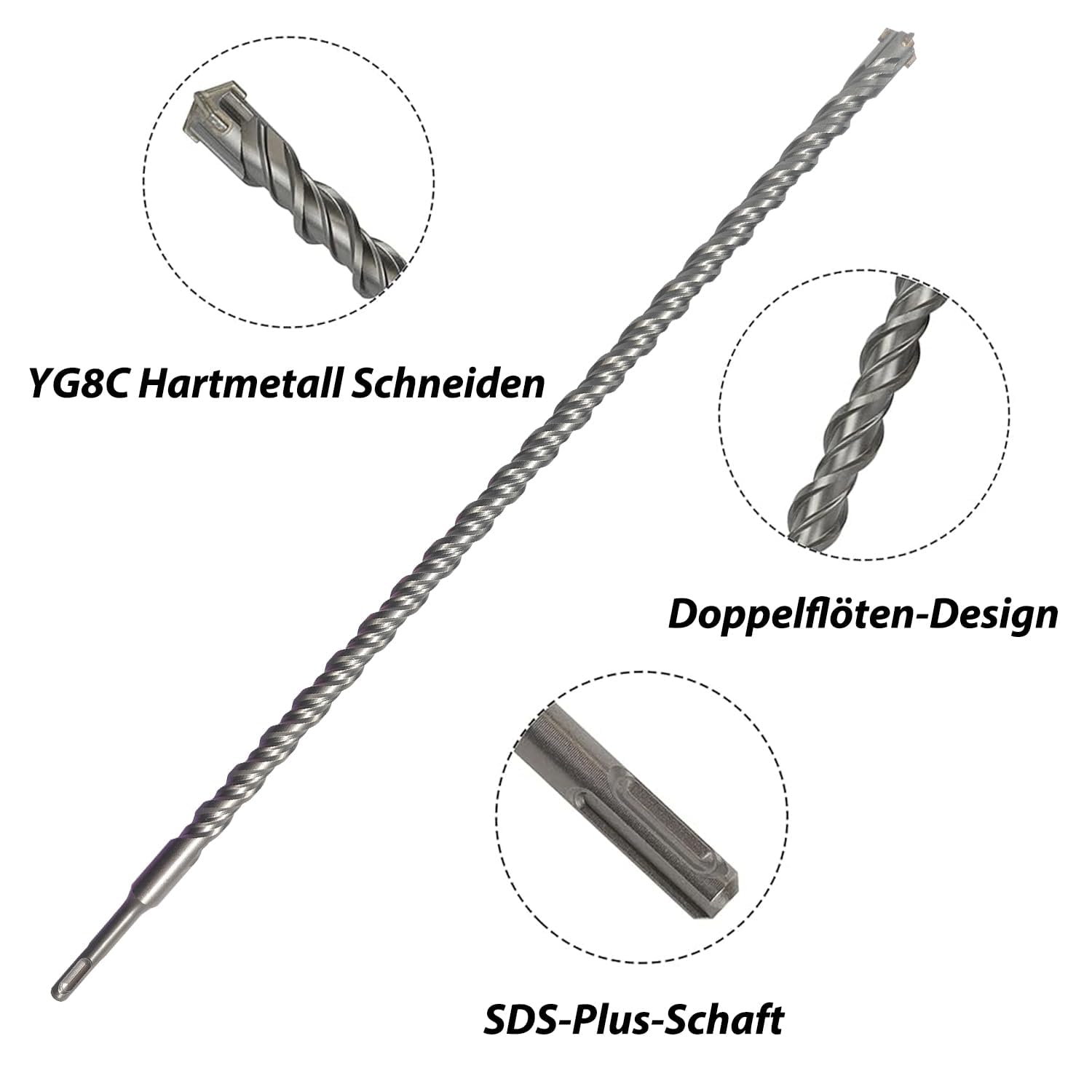 Punta SDS Plus 10x1000mm Per Trapano A Martello - Per Cemento, Mattone, Pietra | 4 Tagli Professionali - Foto 13