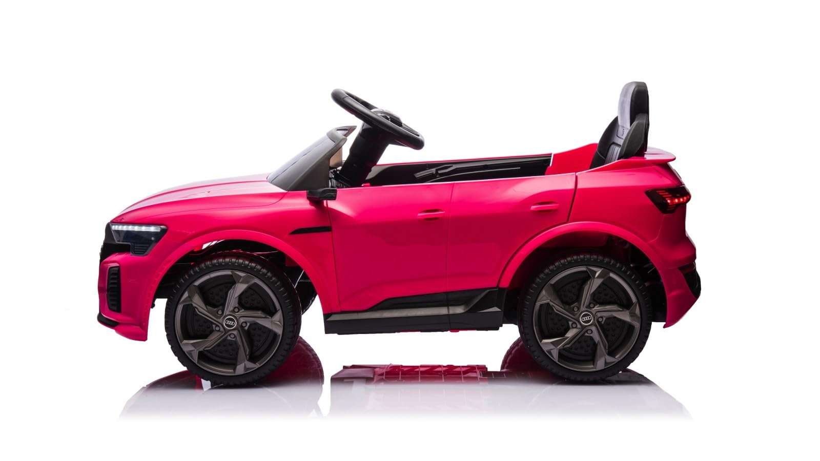 TOYSCAR Auto Macchina Elettrica per Bambini 12V Audi SQ8 e-Tron Sedile Pelle con TAPPETINI Telecomando Cintura di Sicurezza Porte Apribili (Rosa)