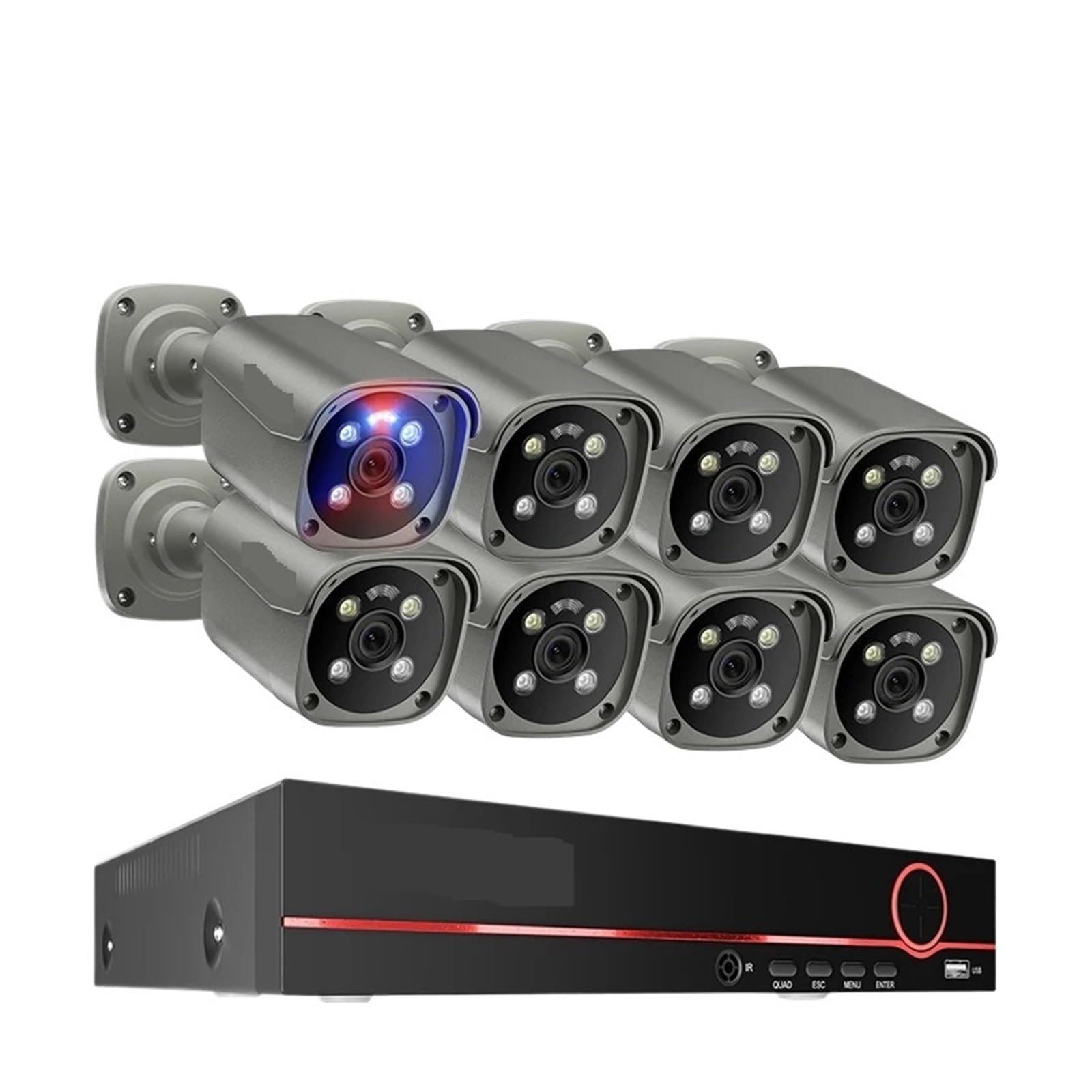 System Kamer Bezpieczeństwa 4K Ultra HD 8MP POE NVR Dwukierunkowy Dźwięk Detekcja Twarzy Kolorowy Zestaw Do Monitoringu CCTV W Nocy Wykrywanie Ruchu(None,8CH NVR 8PCS Camera)