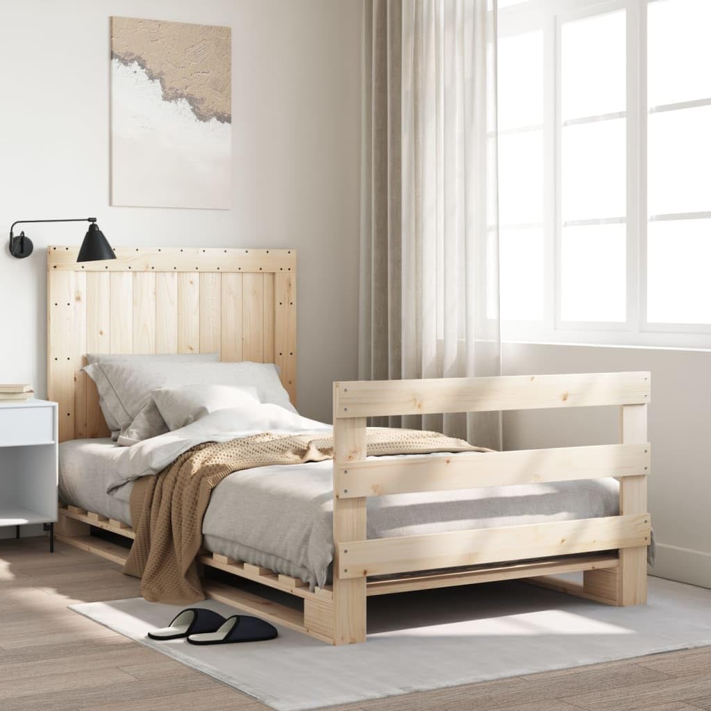 lite drewno sosnowe z wezgłowiem i podnóżkiem standard brąz 100x200 cm