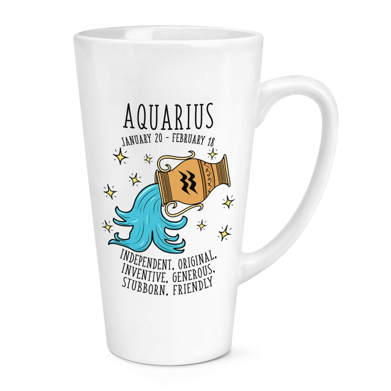 Gift Base White Aquarius Horoscope 17Oz Large Latte Mug Cup
