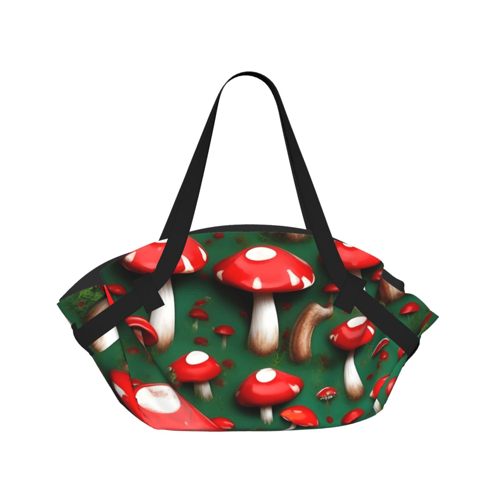 WYCZHY Red Cap Mushrooms Printed Foldable Round Picnic Blanket Converts to Carry Bag, 37in Mat for Camping Date Night
