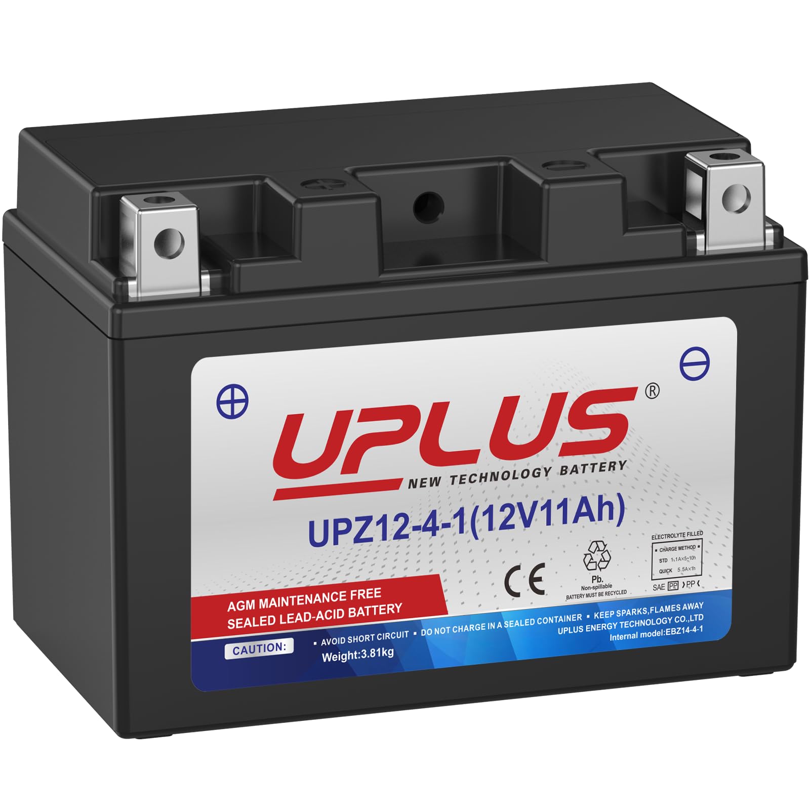 UPLUS Motorcycle Battery UP4-3-I Agm Battery, 12V 3Ah SLA Batteries Maintenance Free Scooter ATV replace for-TX4L-BS | Confirm size before order 113L x 70W x 85H(mm) — view 11
