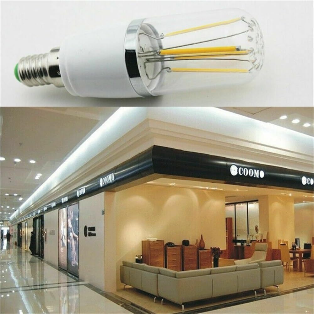 Confezione da 10 lampadine a filamento LED COB AC85-240V 3W/4W/6W B22/E27/E14 LED for frigorifero e congelatore, illuminazione a mais(WARM WHITE,E14 3W)