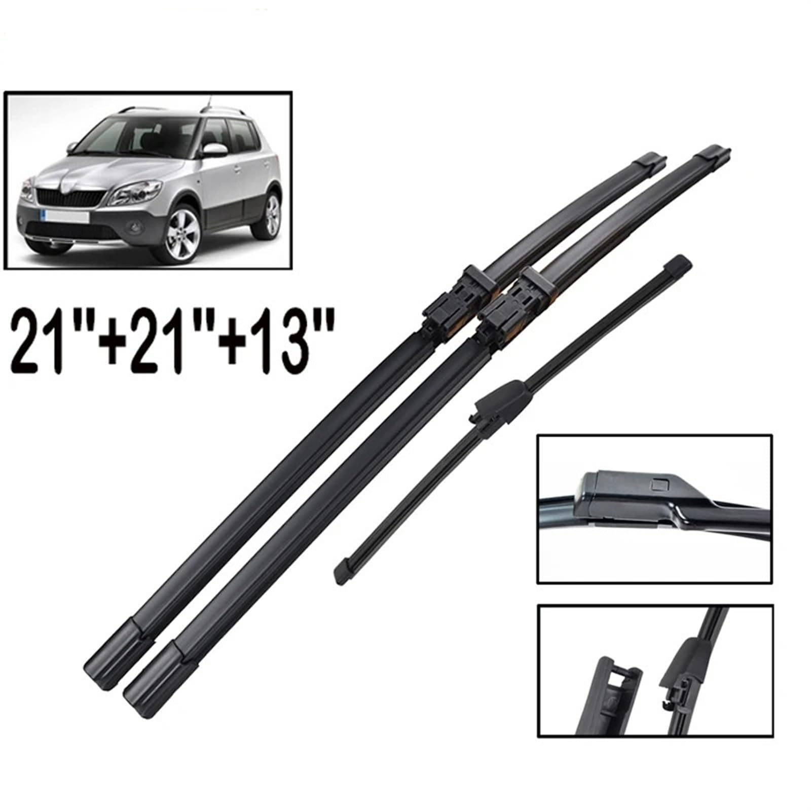 Limpiaparabrisas Coche Compatible Con Skoda Para Fabia 5J Para Hatchback 2007 2008 2009 2010 2011 2012 2013 Juego De Escobillas Limpiaparabrisas Delanteras Y Traseras