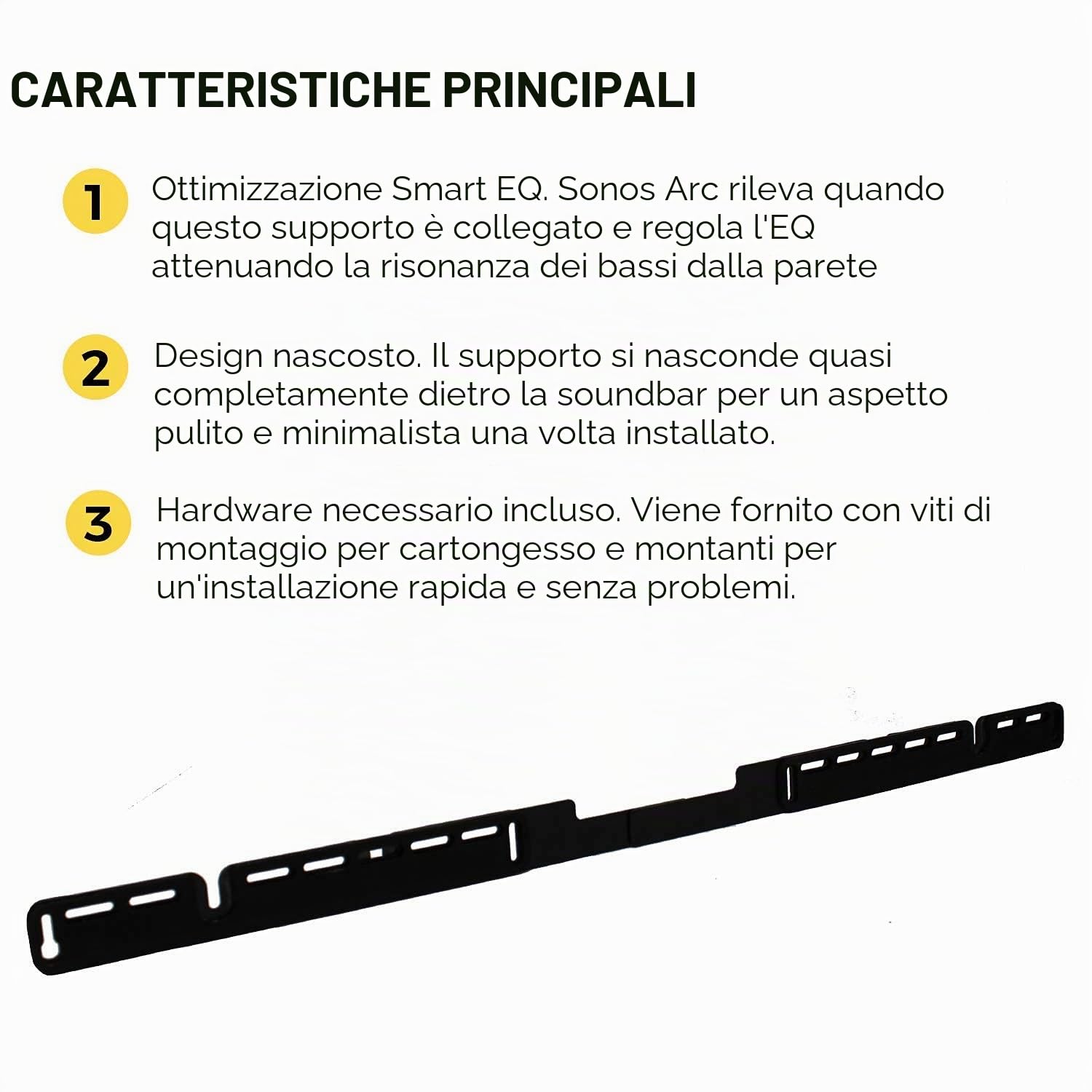 HumanCentric Supporto Compatibile con Sonos Arc Sound Bar (Nero) - Staffa di Montaggio Stile Galleggiante per Montaggio a Parete Sotto la TV