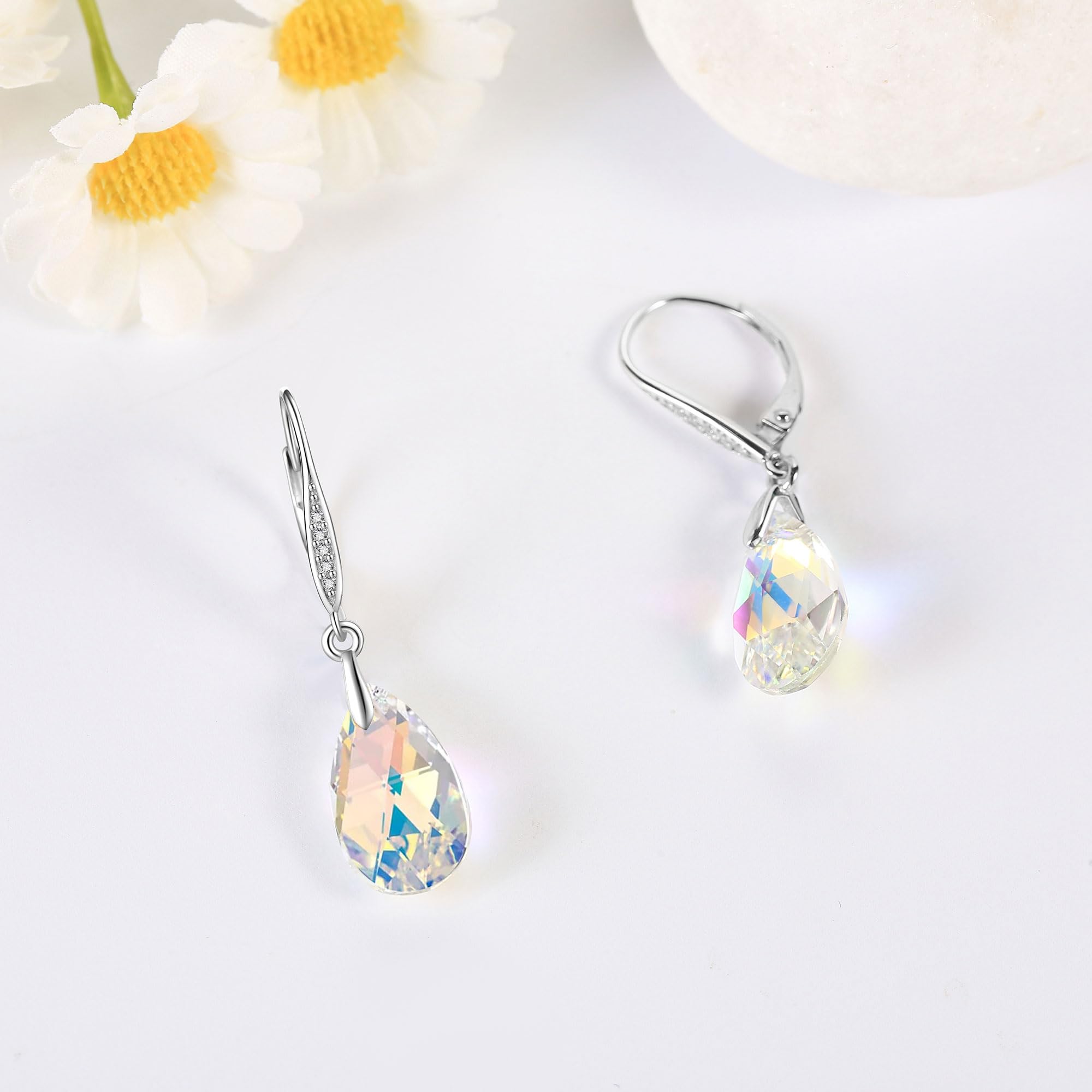 Kristall Ohrringe 925 Sterling Silber Teardrop Ohrringe Modeschmuck Geschenke für Damen Mädchen