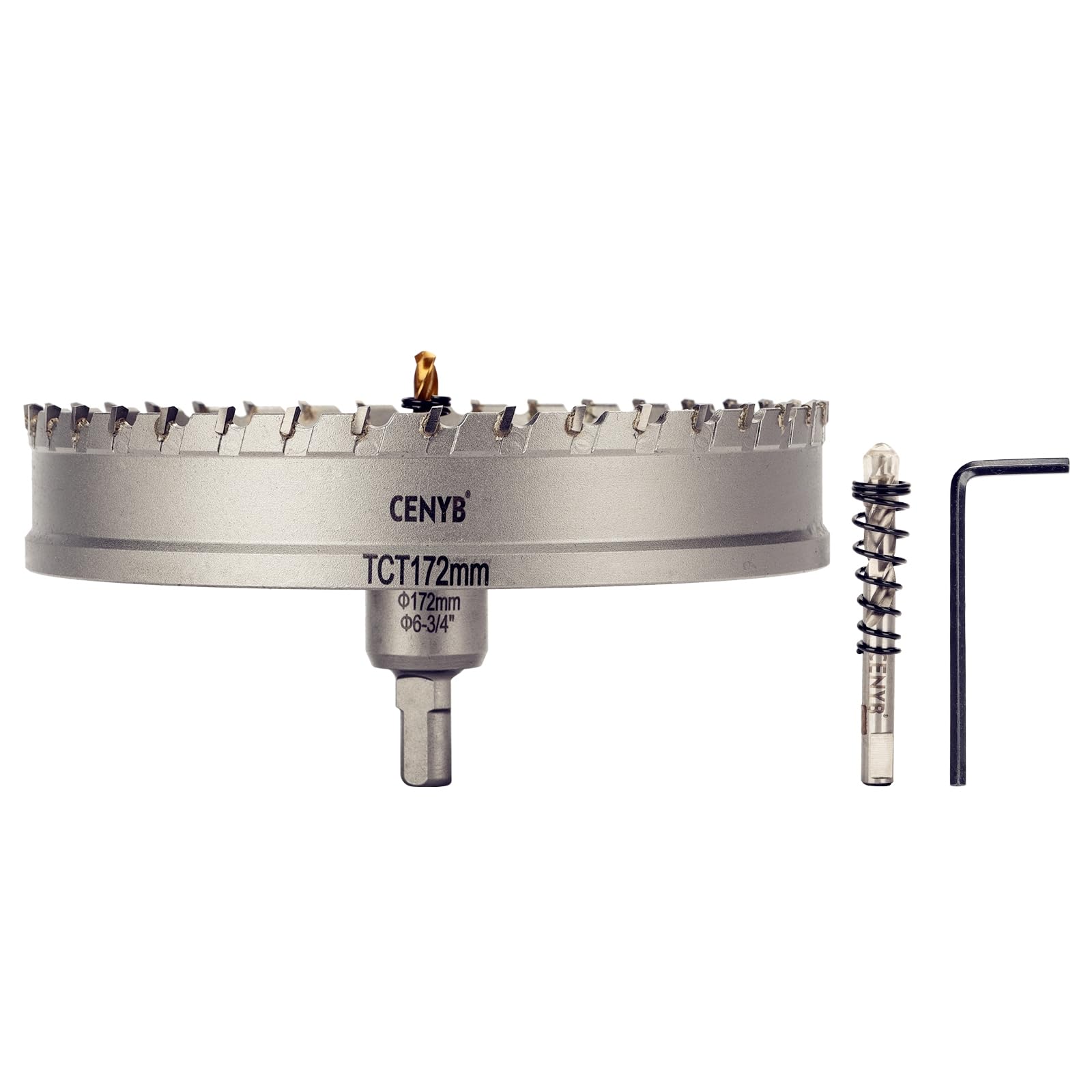 2-1/8" (54mm) Tungsten Carbide Tipped Hole Saw with 2Pcs Titanium-Plated Pilot Drill Bits for Metal, Steel, Iron, Wood, Plastic — view 84