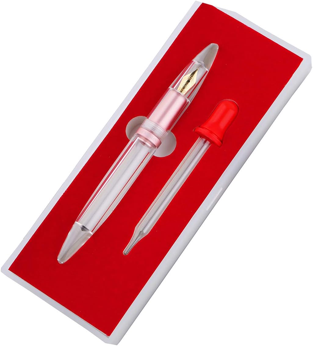 MAJOHN M2 Fountain Pen Metallic Rose Gold Transparent Eye Dropper Filling Large-Capacity Ink Storing, Fine Nib Gift Set