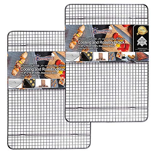 Comparison: Best Cookie Cooling Racks 10 KITCHENATICS Heavy Duty Half Sheet Cooling Racks, Rust Resistant Stainless Steel Baking Racks, Wire Racks Fit Half Sheet Pan, Bacon Grill Rack for Oven, Cookie Cooling Racks 11.8" x 16.9" IN, Set of 2