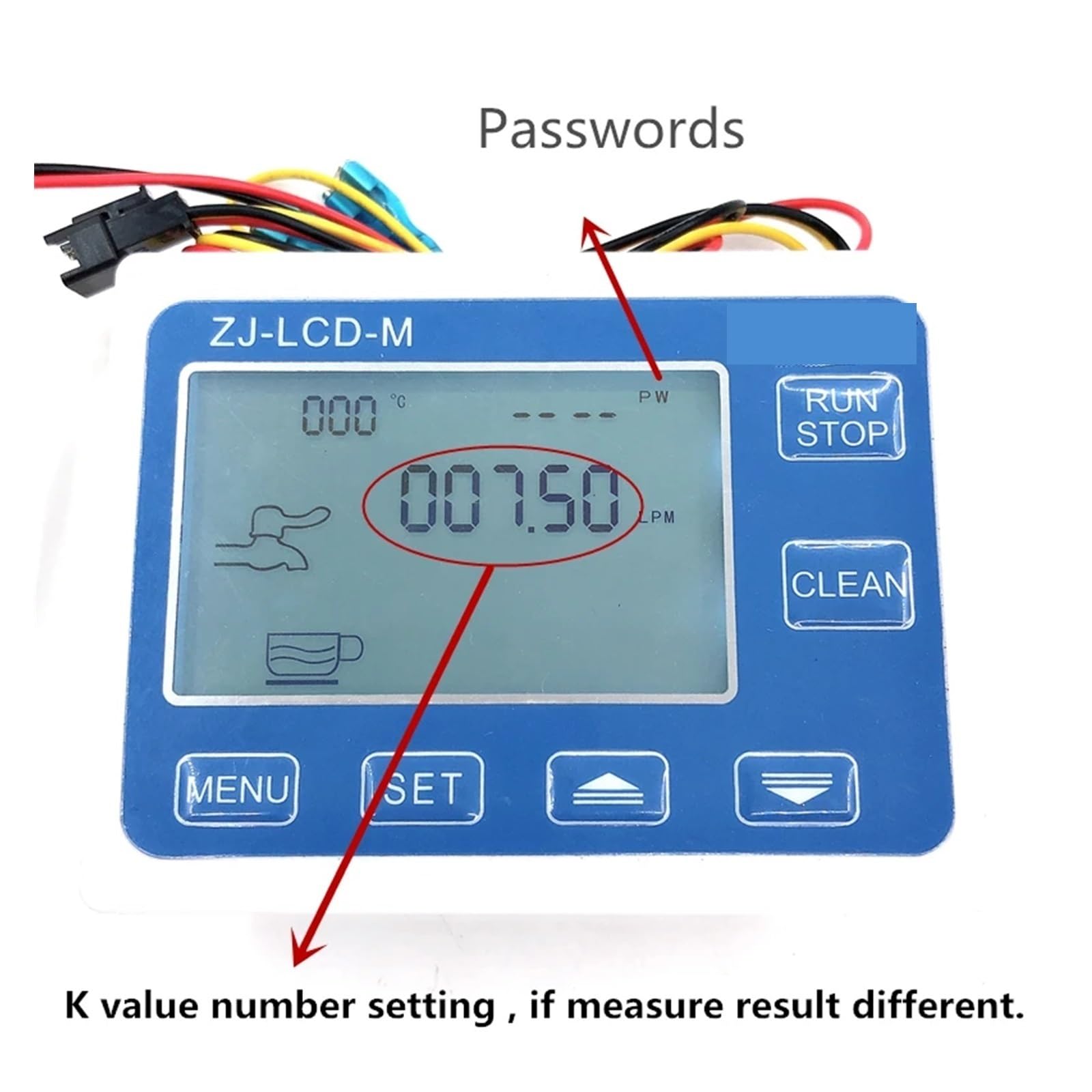 Kontroler ilościowy ZJ-LCD-M miernik + czujnik przepływu 1/2" + zawór + zasilacz do pomiaru wody(Not NTC)