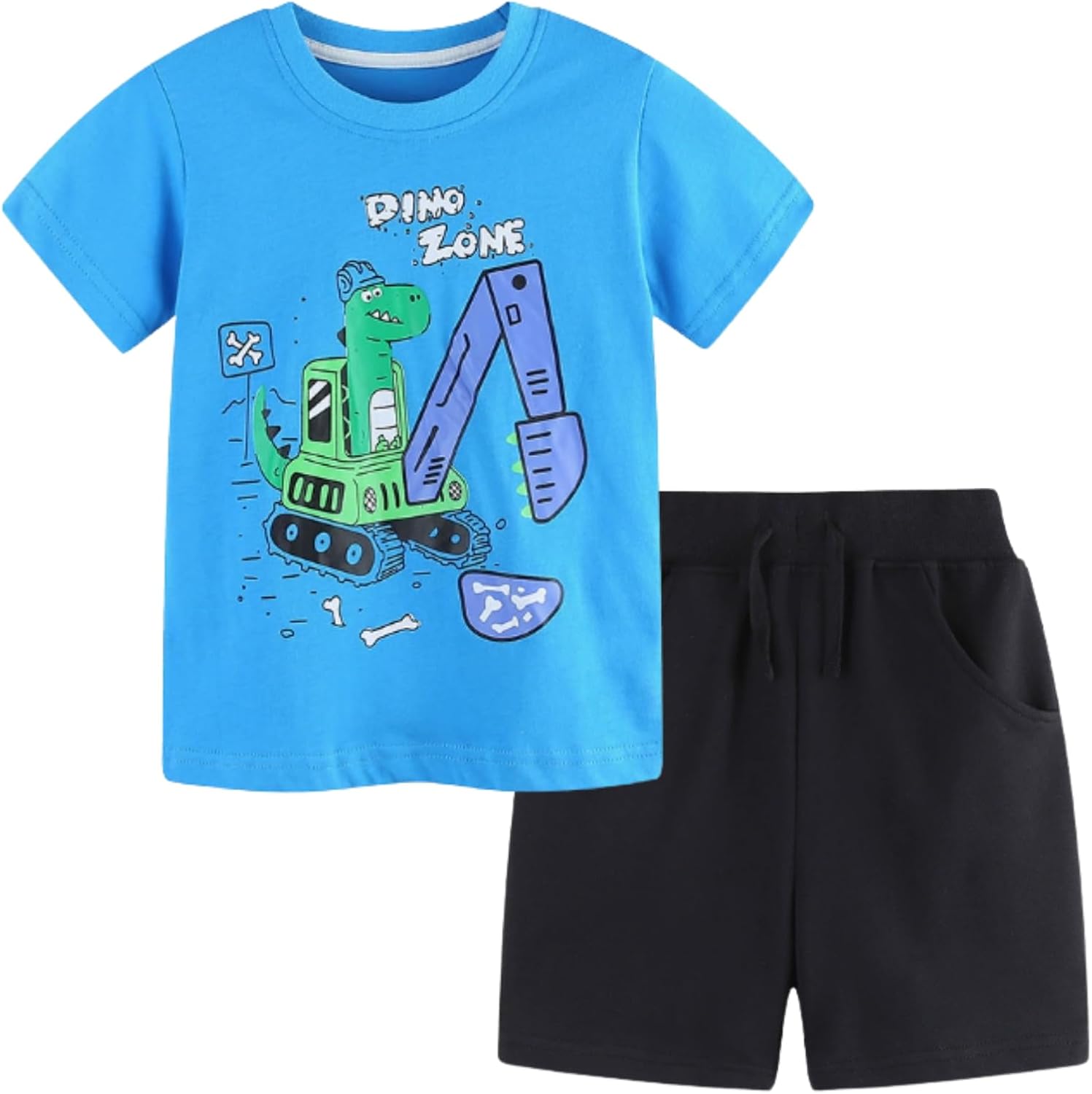 Toddler Boy Clothes Cartoon Cotton Summer Short Sleeve T-Shirt and Shorts Kids Outf...