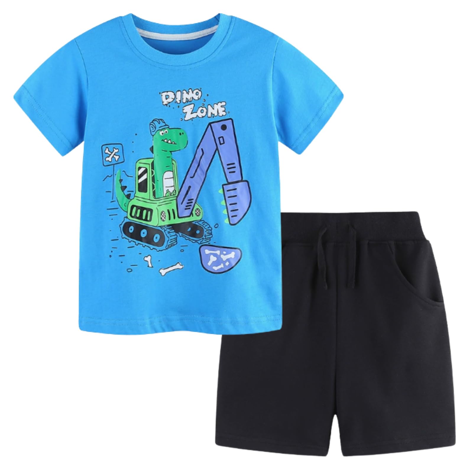 Toddler Boy Clothes Cartoon Cotton Summer Short Sleeve T-Shirt and Shorts Kids Outfit Set 2-7 Year