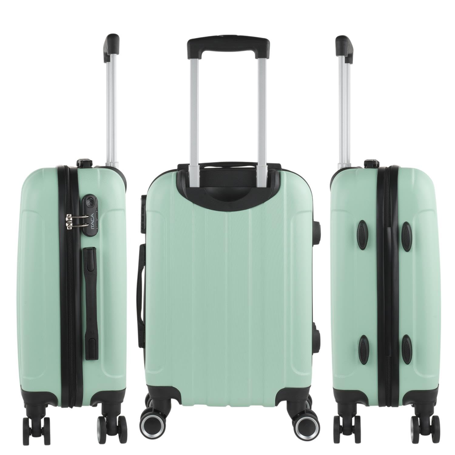 ITACA - Maleta de Cabina 55x40x20 - Maletas De Viaje Cabina Rígidas Trolley con 4 Ruedas Dobles para Avion Ligera Equipaje De Mano Candado de Combinación. Compatible Ryanair, Menta — view 3