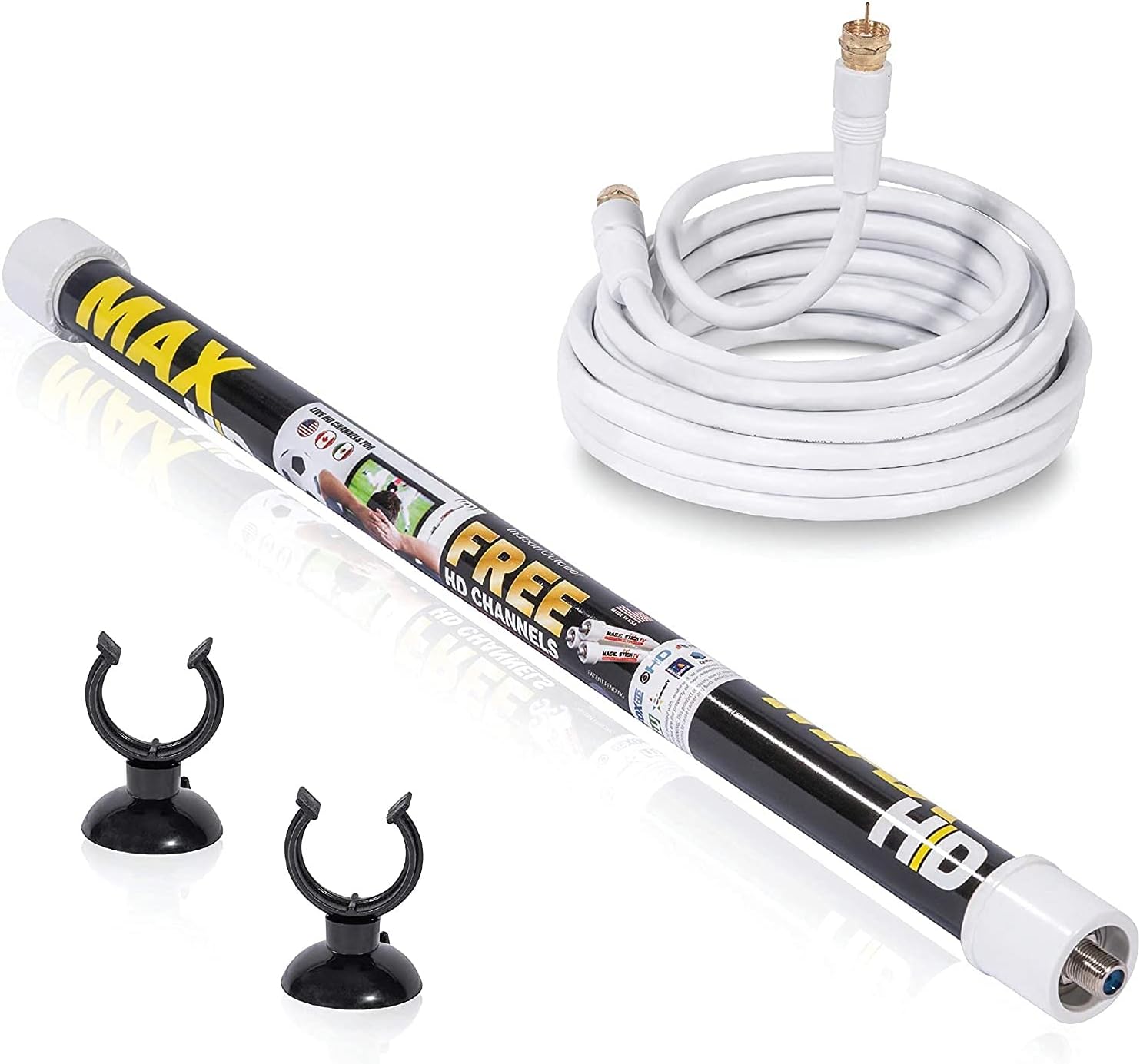 Max HD Antenna - Digital TV Indoor/Outdoor Antenna - Amplified HDTV Antenna With 20ft Coaxial Cable - Signals Up To 80 Miles