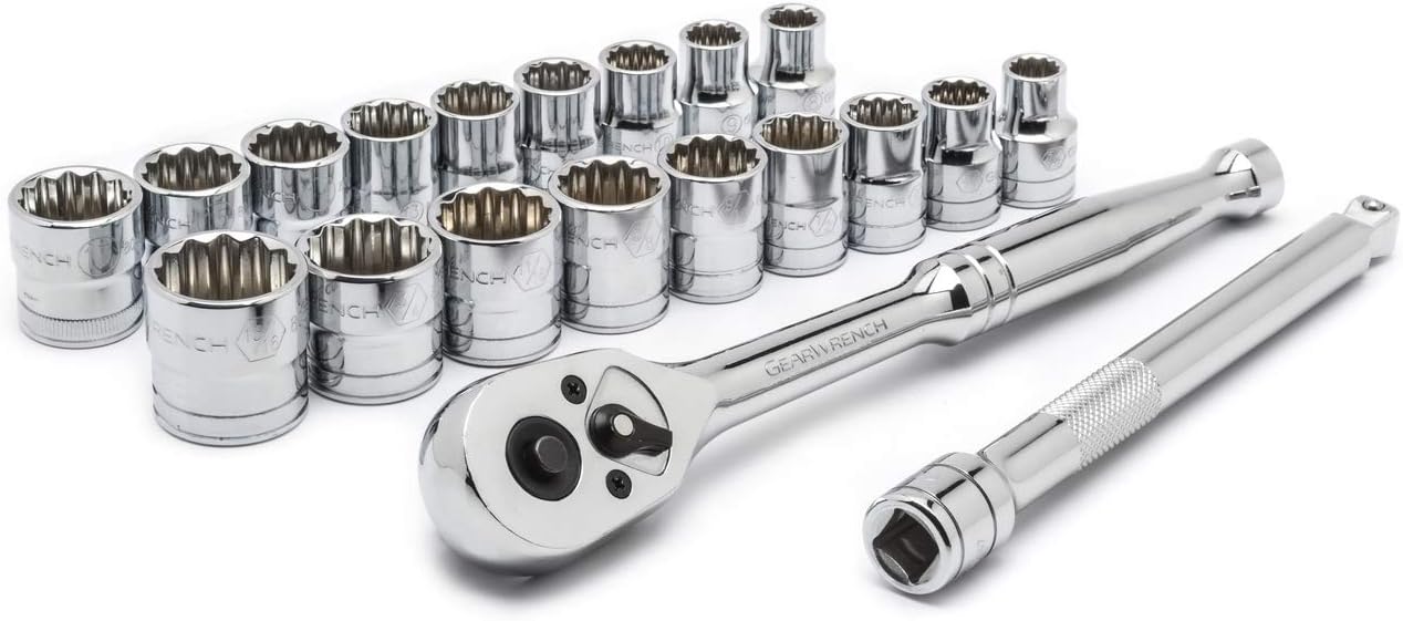 GEARWRENCH 20 Pc. SAE/Metric 12 Pt. Mechainics Tool Set - 8801A , Black